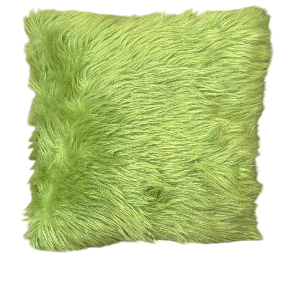 Dr. Seuss Grinch Fuzzy Faux Fur Accent Pillow Lime Green 13" NWOT